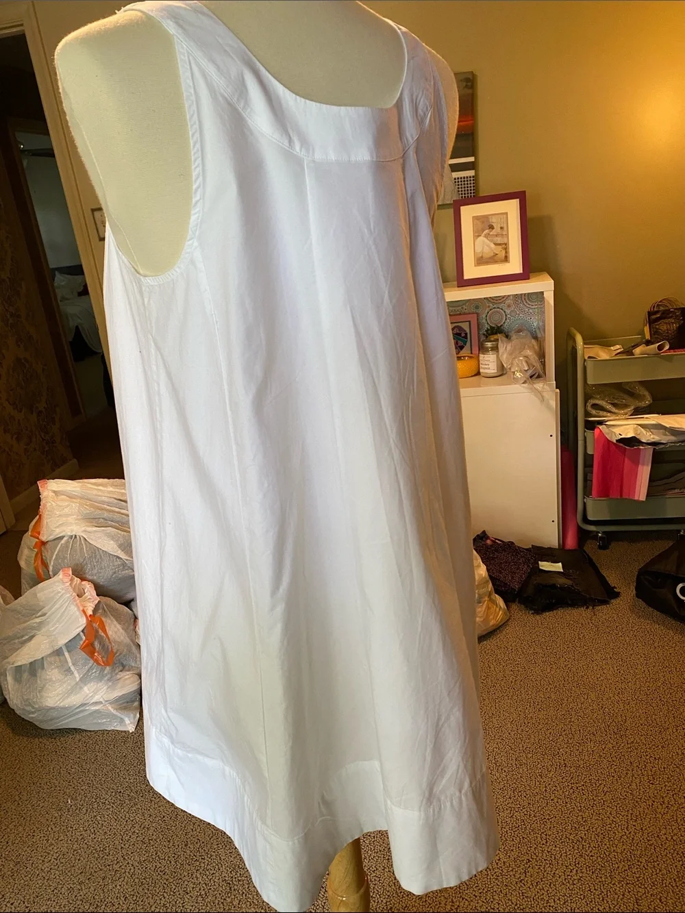 J. Crew White A-Line Sleeveless Cotton Dress